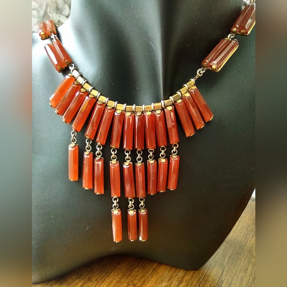 Antique Art Deco Carnelian Necklace